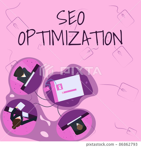 Conceptual display Seo Optimization. Business showcase process of affecting online visibility of website or page Colleagues Having Office Meeting Sharing Thoughts Showing New Project Plan. Conceptual display Seo Optimization. Business showcase process of affecting online visibility of website or page Colleagues Having Office Meeting Sharing Thoughts Showing New Project Plan. 86862793