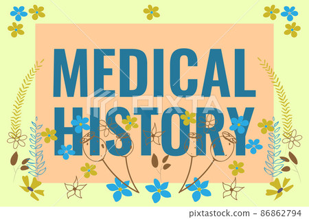 Conceptual display Medical History. Business showcase the past background of a person in terms of health Text Frame Surrounded With Assorted Flowers Hearts And Leaves. Conceptual display Medical History. Business showcase the past background of a person in terms of health Text Frame Surrounded With Assorted Flowers Hearts And Leaves. 86862794