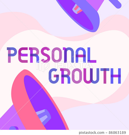 Conceptual display Personal Growth. Internet Concept improve develop your skills qualities Learn new materials Pair Of Megaphone Drawing Making Announcement In Chat Cloud. 86863189