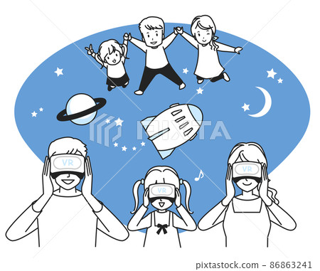 帶著 VR 護目鏡享受太空行走的家庭 86863241