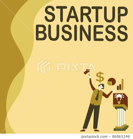 Text caption presenting Start Up Business. Business approach Engaging to a New Venture Fresh Trading and Selling Manstanding Alone Presenting Charts And New Financial Ideas With Podium. Text caption presenting Start Up Business. Business approach Engaging to a New Venture Fresh Trading and Selling Manstanding Alone Presenting Charts And New Financial Ideas With Podium. 86863246