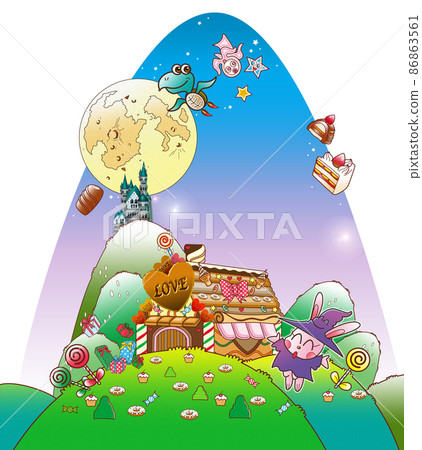 Candy house, mountain, background, material 86863561