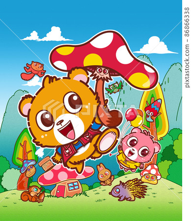 Bear, character, mushroom umbrella, image Bear, character, mushroom umbrella, image 86866338