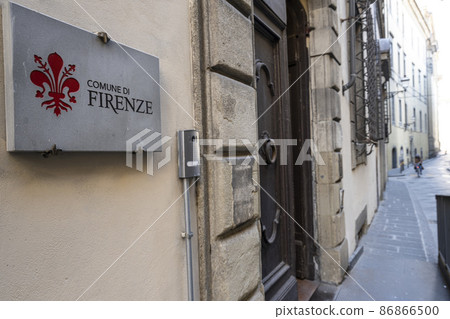 plaque with the symbol of Florence, Italy 86866500