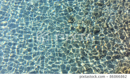 Sun rays in the calm clear water of the blue sea 86866862
