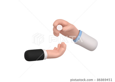 3D. Cartoon doctor holding pill. medical care concept. 86869451