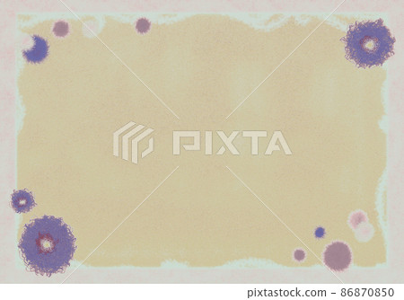Handmade fluffy flowers and fruit cute background frame illustration lavender system on sand and canvas Handmade fluffy flowers and fruit cute background frame illustration lavender system on sand and canvas 86870850