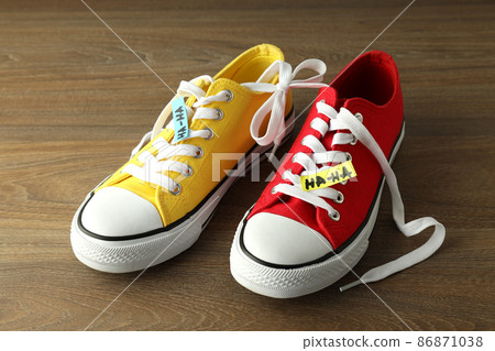 Concept of April Fool's Day on wooden table 86871038