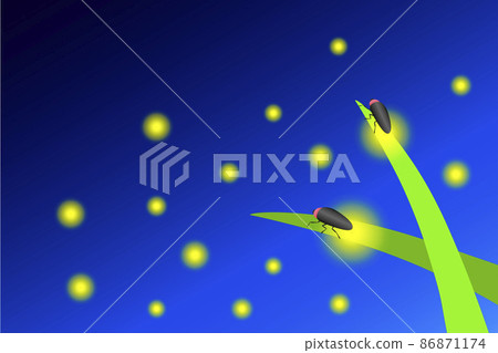 Firefly light. Illustration of summer image. 86871174