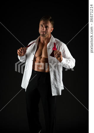Elegant man show fit torso with six pack abs in open Elegant man show fit torso with six pack abs in open 86871214