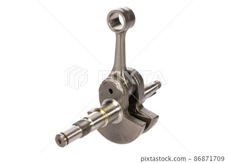 new crankshaft for garden machinery on a white isolated background new crankshaft for garden machinery on a white isolated background 86871709