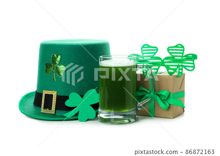 St.Patrick's Day accessories isolated on white background 86872163