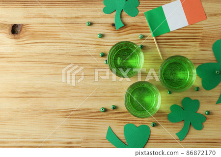 Different St.Patrick's Day accessories, space for text 86872170