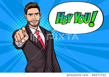 Serious Bearded businessman pointing finger say Hey you 86872591