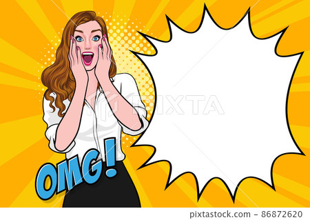 surprised woman say OMG with speech bubble surprised woman say OMG with speech bubble 86872620