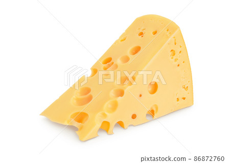 piece of cheese isolated on white background with clipping path and full depth of field 86872760