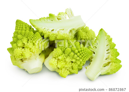 Romanesco broccoli cabbage or Roman Cauliflower isolated on white background with clipping path and full depth of field 86872867