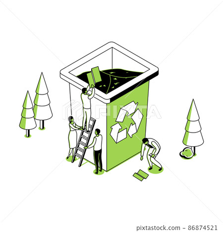 Recycling - modern line isometry design style illustration 86874521