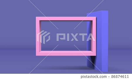 3D frame on stand or abstract minimalistic rectangle composition with the colorful room on the background 86874611