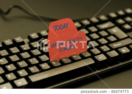 Handwriting text Virtual Reality Concept. Business overview Virtual Reality Concept Entering Image Keyword And Description, Typing Word Definition And Meaning 86874773