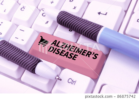 Text caption presenting Alzheimers Disease. Conceptual photo irreversible brain disorder that slowly destroys memory Developing New Interactive Website, Editing Programming Codes 86875742