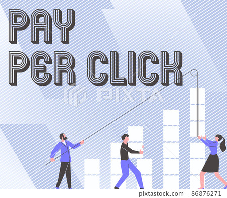 Inspiration showing sign Pay Per Click. Business approach Internet Advertising Model Search Engine marketing Strategy Illustration Of Partners Building New Wonderful Ideas For Skills Improvement. 86876271