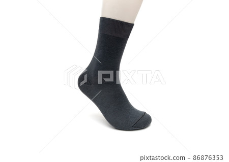 gray foot sock on a white background gray foot sock on a white background 86876353