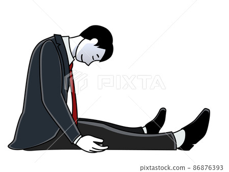 一個面目猙獰，無法站立的商務人士。 86876393