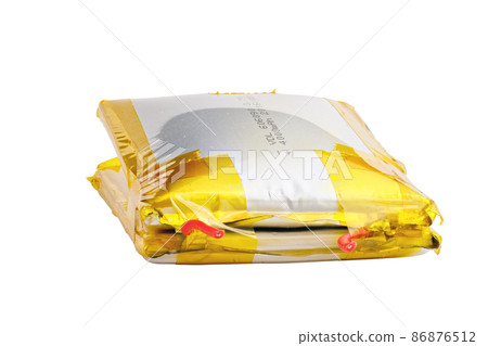 swollen double Li-ion battery pack isolated on white background swollen double Li-ion battery pack isolated on white background 86876512