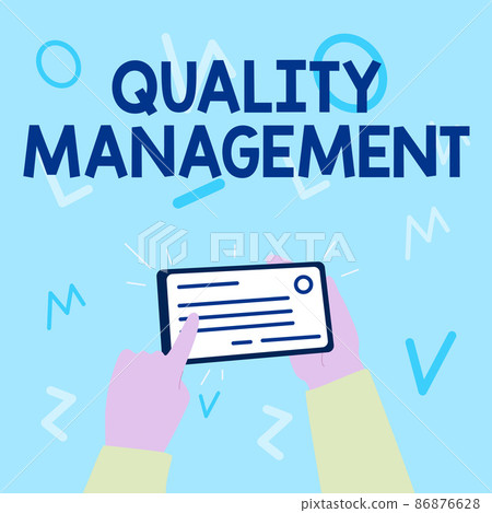 Conceptual display Quality Management. Business showcase Maintain Excellence Level High Standard Product Services Illustration Of Hand Holding Important Identification Card Pointing It. 86876628