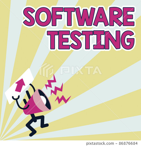 Text caption presenting Software Testing. Word Written on investigation provide information about the quality of it Megaphone Displaying Important Message Exhibiting Detailed Report Text caption presenting Software Testing. Word Written on investigation provide information about the quality of it Megaphone Displaying Important Message Exhibiting Detailed Report 86876684
