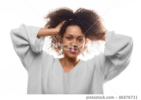 Portrait Of Smiling African American Senior Woman Looking Through