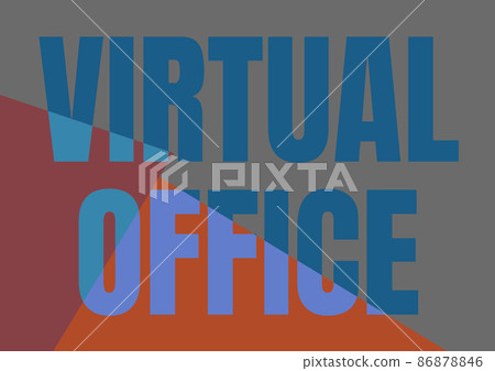 Writing displaying text Virtual Office. Business concept Virtual Office Line Illustrated Backgrounds With Various Shapes And Colours. 86878846