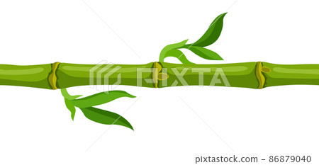 Seamless pattern with green bamboo stem and leaves. Decorative exotic plants of tropic jungle. Seamless pattern with green bamboo stem and leaves. Decorative exotic plants of tropic jungle. 86879040
