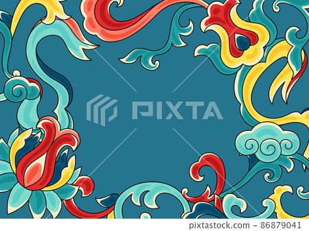 Chinese traditional ceramic ornament background. Oriental traditional floral porcelain pottery ornament. Chinese traditional ceramic ornament background. Oriental traditional floral porcelain pottery ornament. 86879041