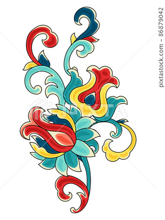 Chinese traditional ceramic ornament background. Oriental traditional floral porcelain pottery ornament. Chinese traditional ceramic ornament background. Oriental traditional floral porcelain pottery ornament. 86879042
