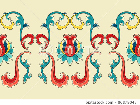 Chinese traditional ceramic ornament seamless pattern. Oriental traditional floral porcelain pottery ornament. Chinese traditional ceramic ornament seamless pattern. Oriental traditional floral porcelain pottery ornament. 86879045