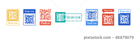 Flat QR code icon for mobile contactless payment Flat QR code icon for mobile contactless payment 86879079