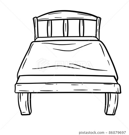 Old Bed. Vector Cartoon picture isolated on white Old Bed. Vector Cartoon picture isolated on white 86879697