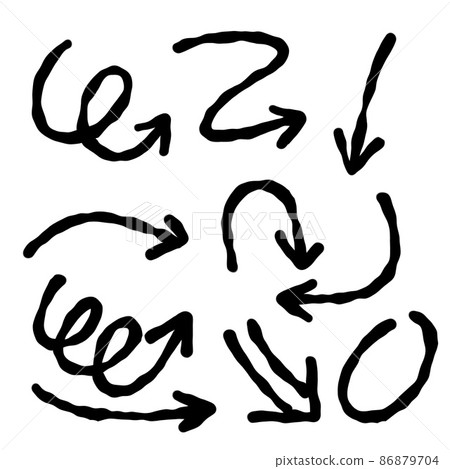Arrows of different shapes. Abstract symbol for direction and path indication Arrows of different shapes. Abstract symbol for direction and path indication 86879704