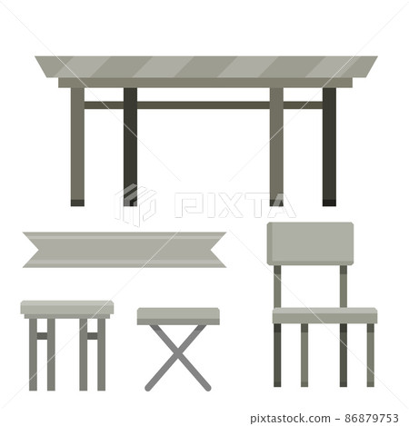 Table and set of chairs. Grey modern Kitchen furniture. Table and set of chairs. Grey modern Kitchen furniture. 86879753