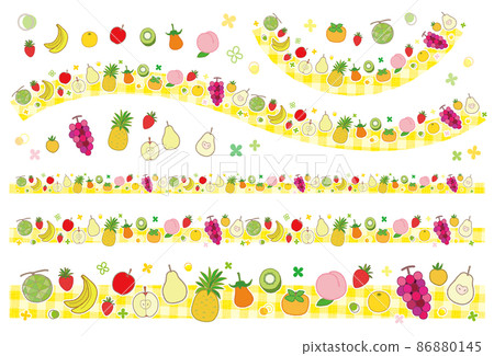 Fruit line set yellow plaid Fruit line set yellow plaid 86880145