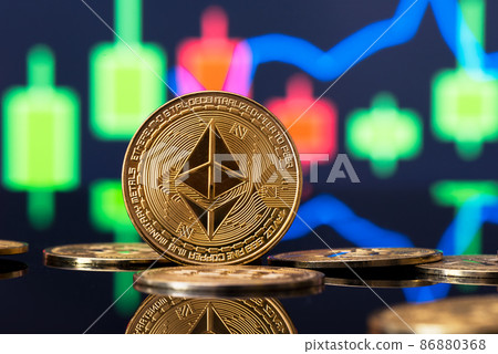 Ethereum cryptocurrency coin, blockchain concept Ethereum cryptocurrency coin, blockchain concept 86880368