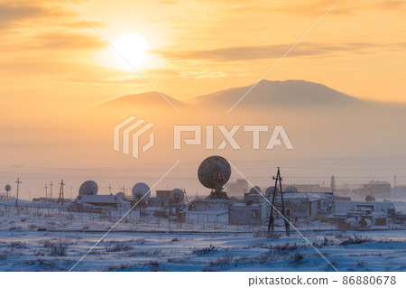 Winter industrial arctic landscape Winter industrial arctic landscape 86880678