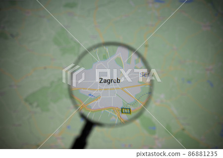 the city of Zagreb seen through a magnifying glass the city of Zagreb seen through a magnifying glass 86881235