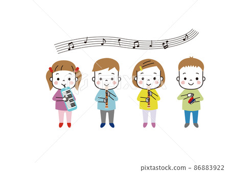 四個孩子演奏樂器 四個孩子演奏樂器 86883922