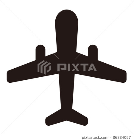 Airplane simple monochrome icon / white background Airplane simple monochrome icon / white background 86884097