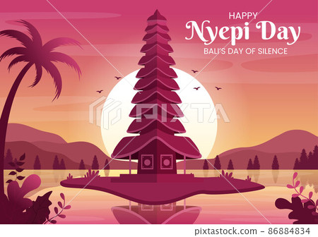 Happy Nyepi Day or Bali's Silence to Hindu... - Stock Illustration  [86884834] - PIXTA