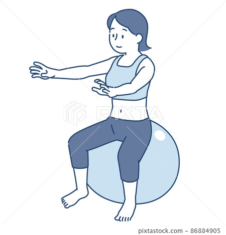 坐在平衡球上的女性 86884905