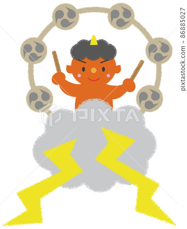 Simple and cute hand-drawn Kaminari-sama character Simple and cute hand-drawn Kaminari-sama character 86885027